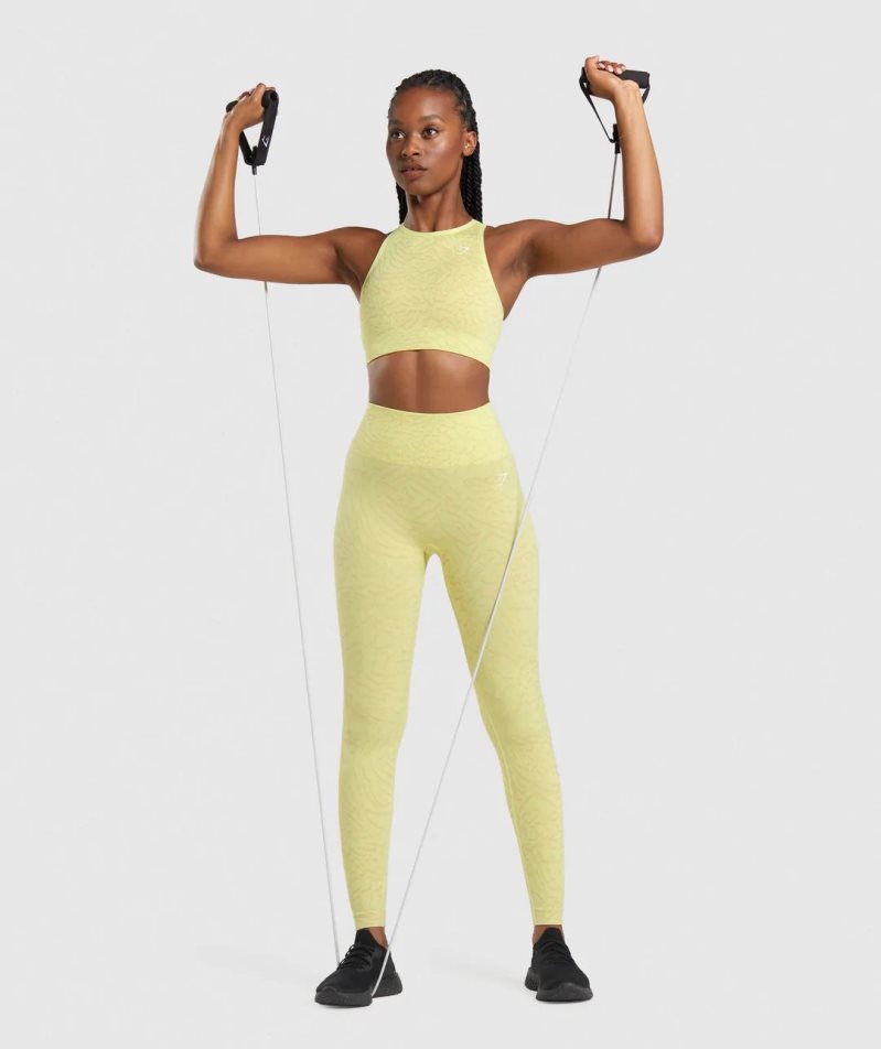 Women's Gymshark Adapt Animal Seamless Leggings Yellow | NZ 0AOZME